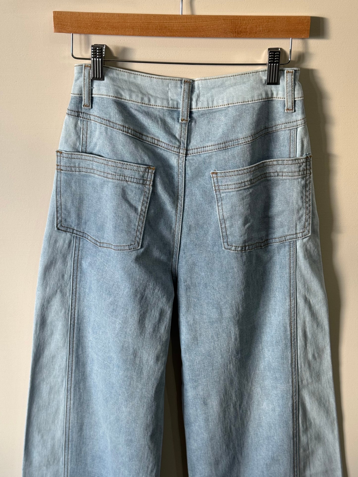 Miou Muse - Color Block Straight Wide-leg Jeans