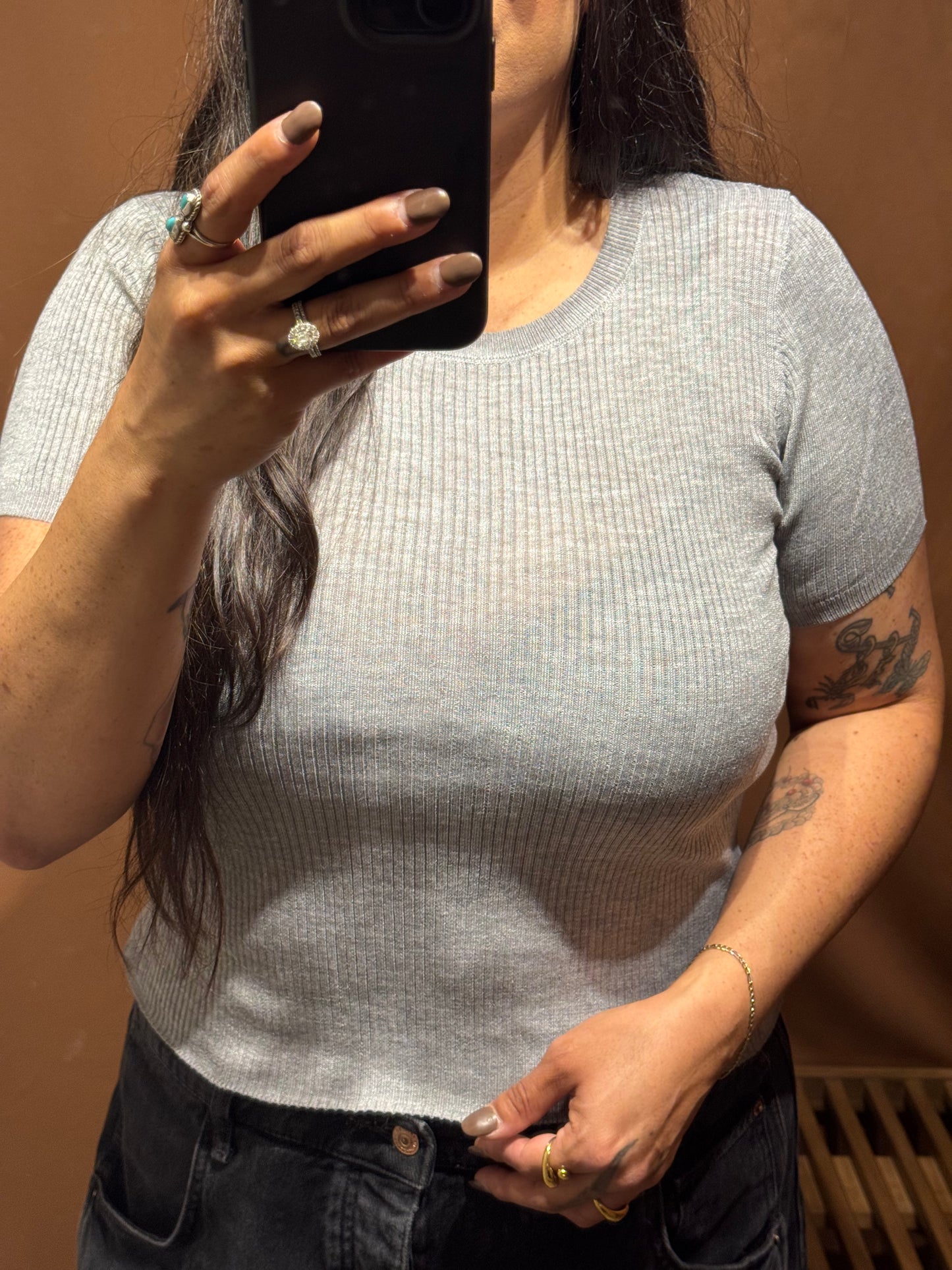 That Was Fun short sleeve ribbed knit top