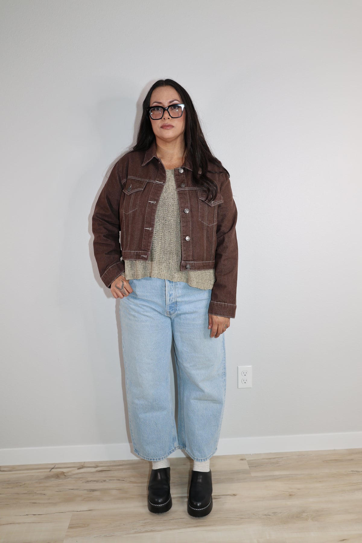 Take My Word cropped button front jacket