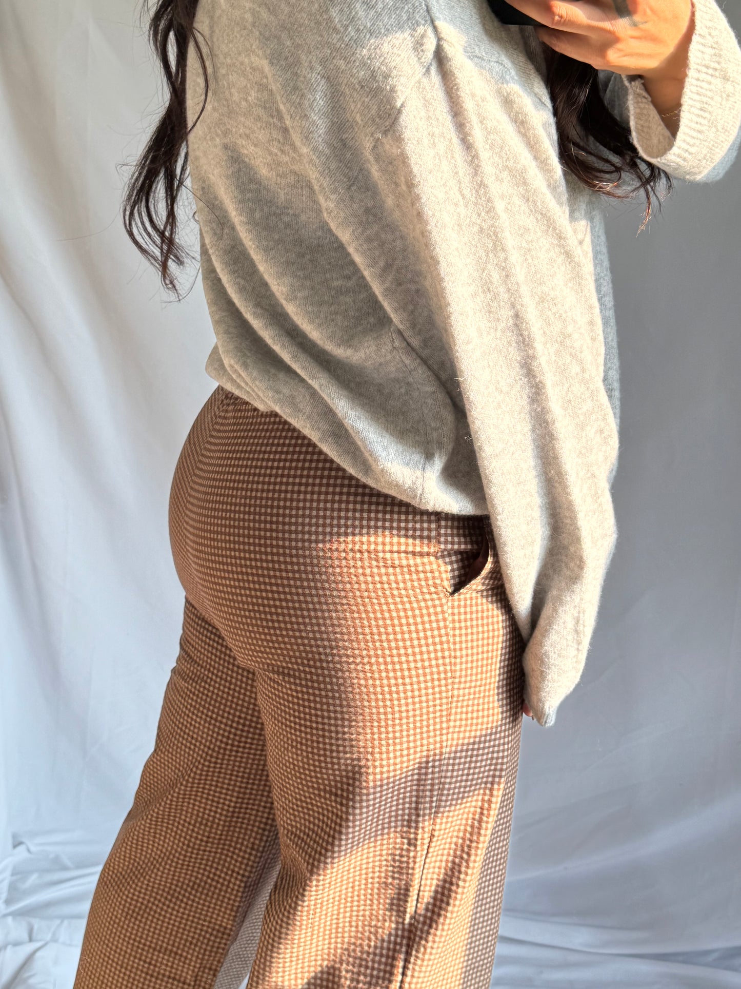 It Was Fate Mid rise wide leg gingham pants