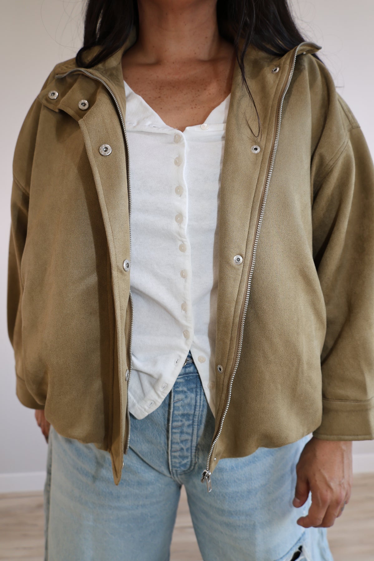 Somewhere In The City oversized snap front jacket