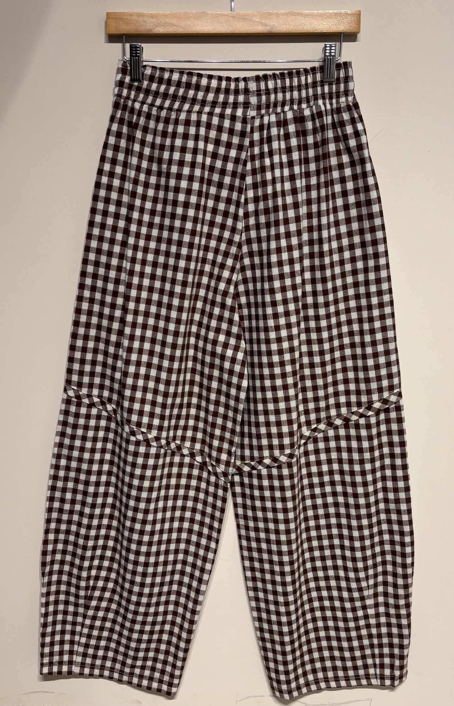 Chocolate Gingham Relaxed Fit Barrel Pants