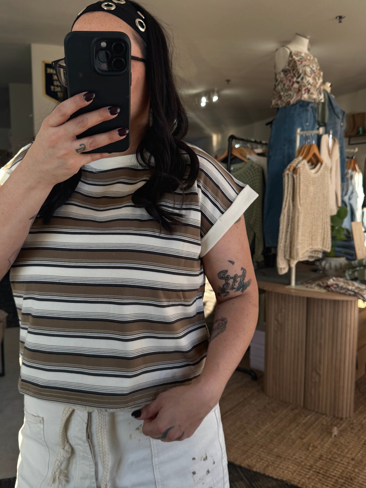 Blu Pepper - MULTI-COLOR STRIPE CREWNECK SLEEVELESS KNIT TOP