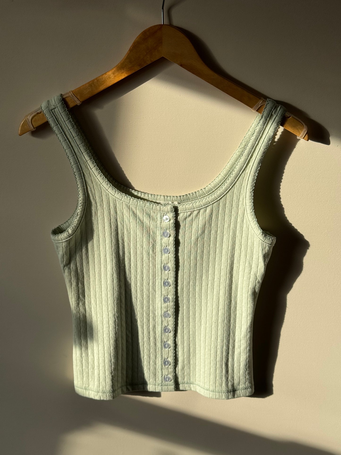 Doe and Rae - Sage Button Front Square Neck Tank