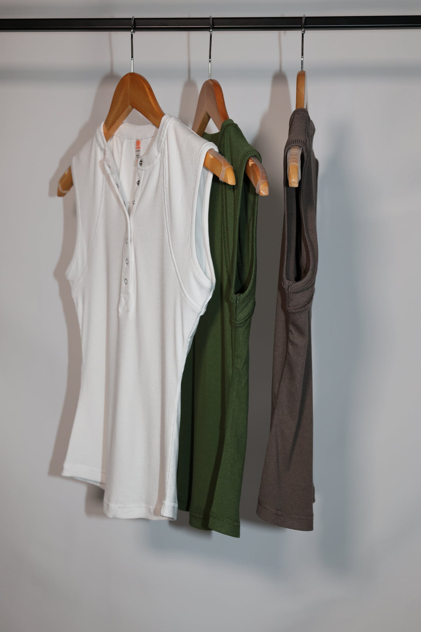 Mono B - Essential Micro-Ribbed Henley Tank Top