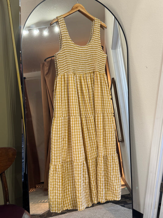 Baevely by Wellmade USA - Plus Size Gingham Smocked Tiered Maxi Dress