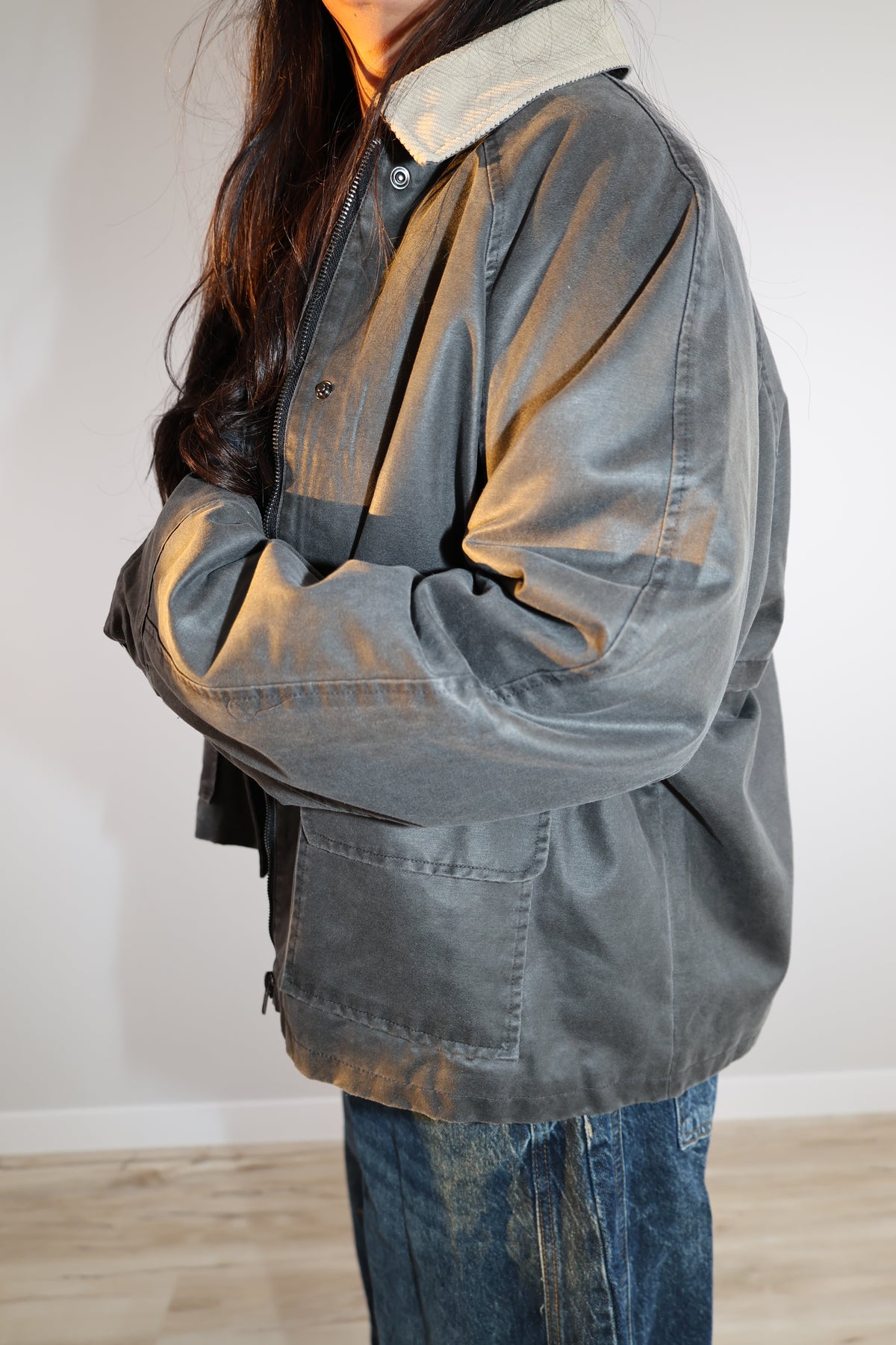 City Lights contrast collar utility jacket
