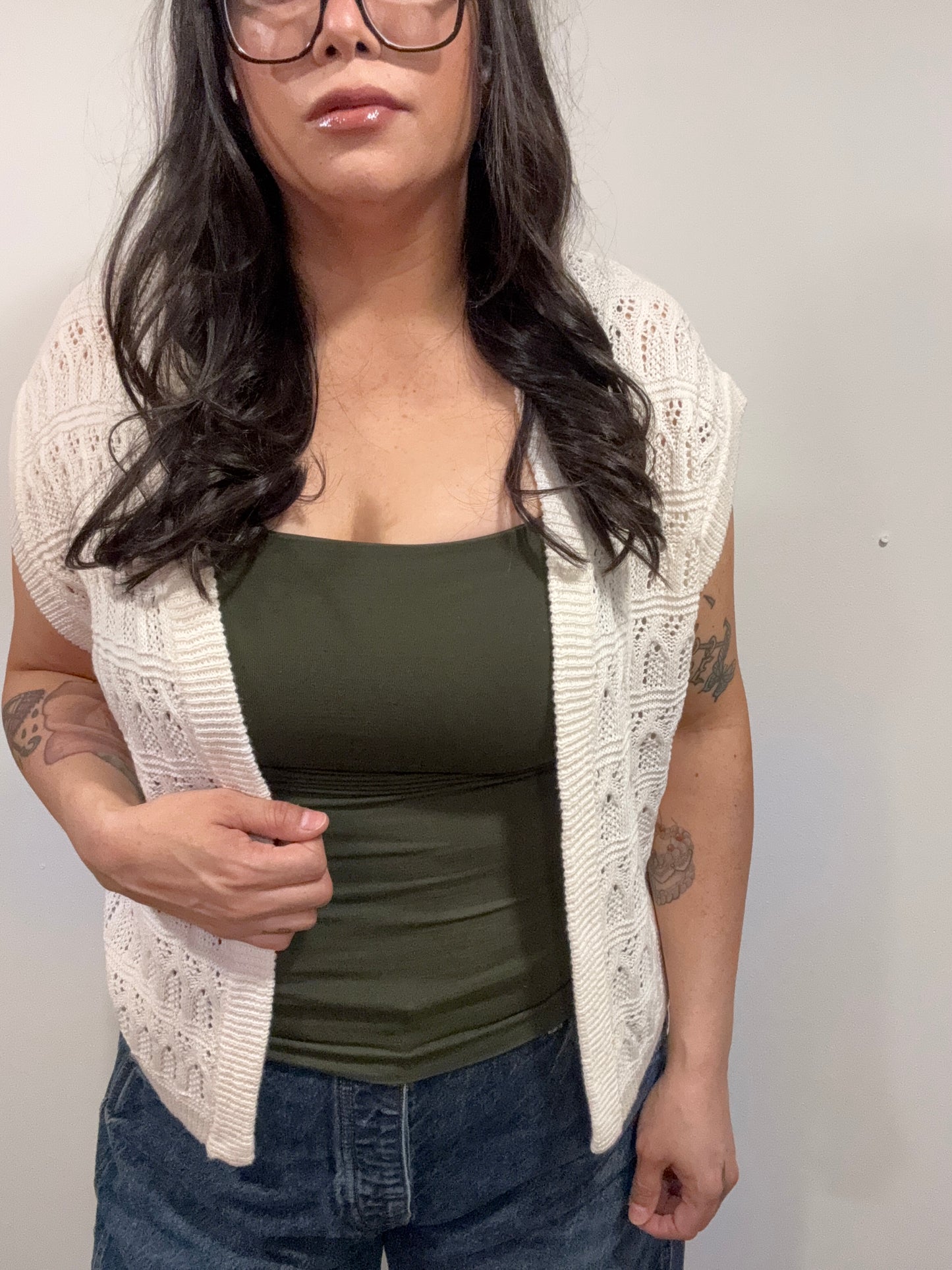 Be Cool - Crochet Open Knit Sweater Vest