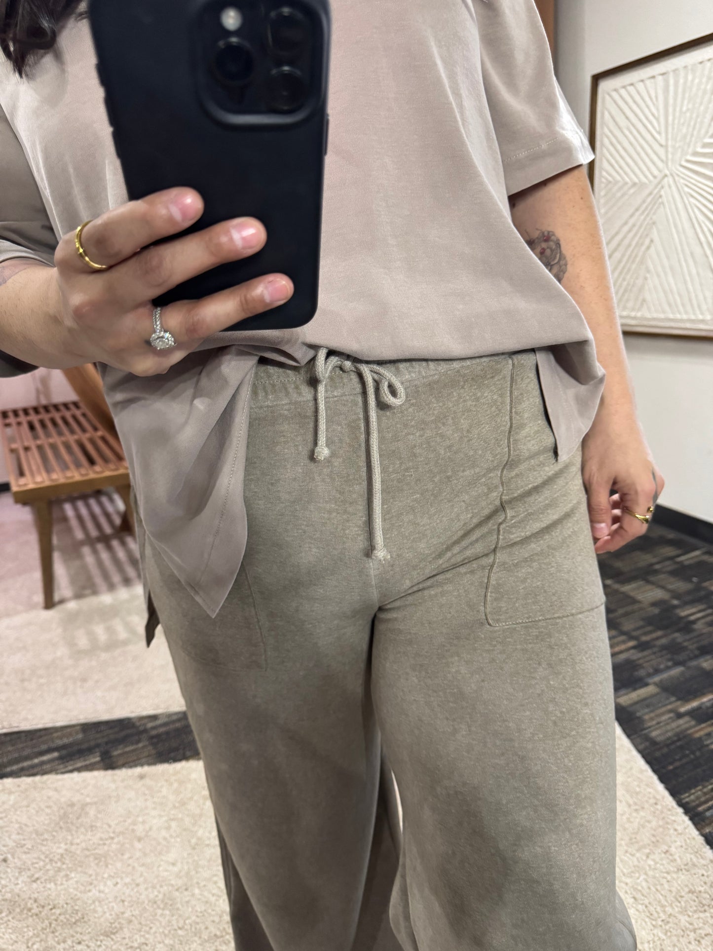 HYFVE - Burnout French Terry Wide-Leg Pants