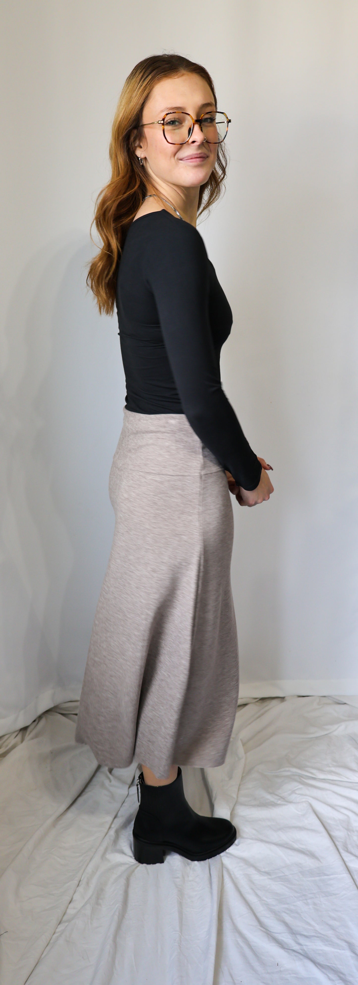 Kimberly C scoop neck long sleeve fitted top