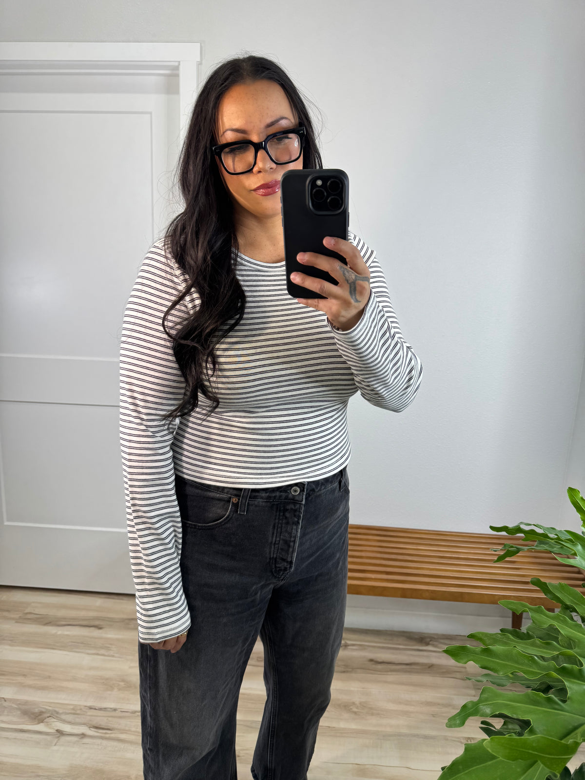 Make It Memorable stripe fitted long sleeve