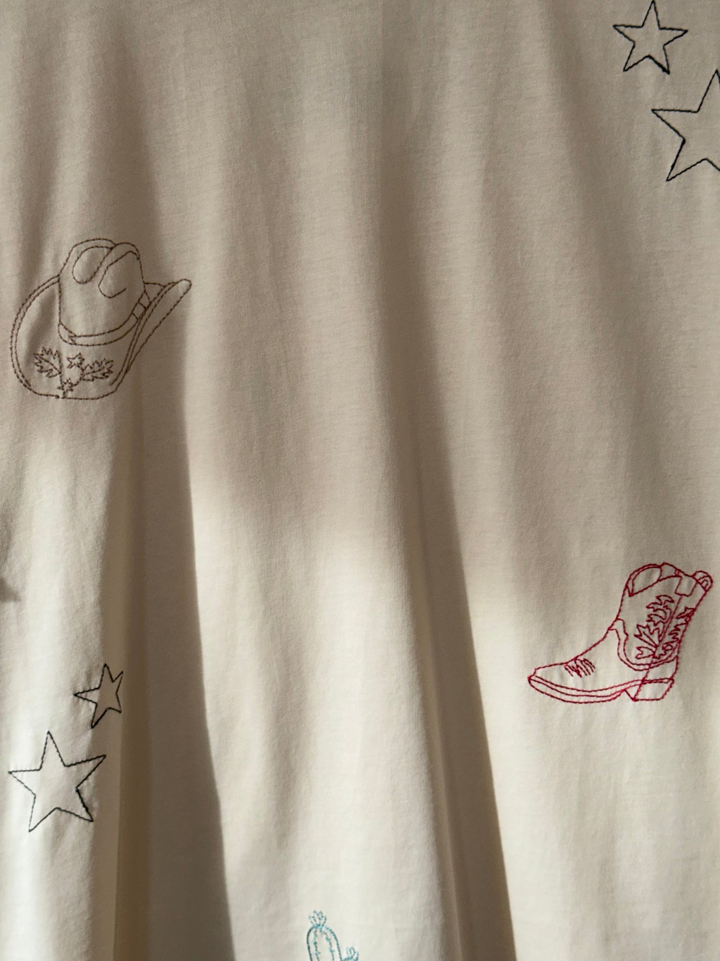 Wishlist - Tan Boxy Tee w/ Western Inspired Embroidery