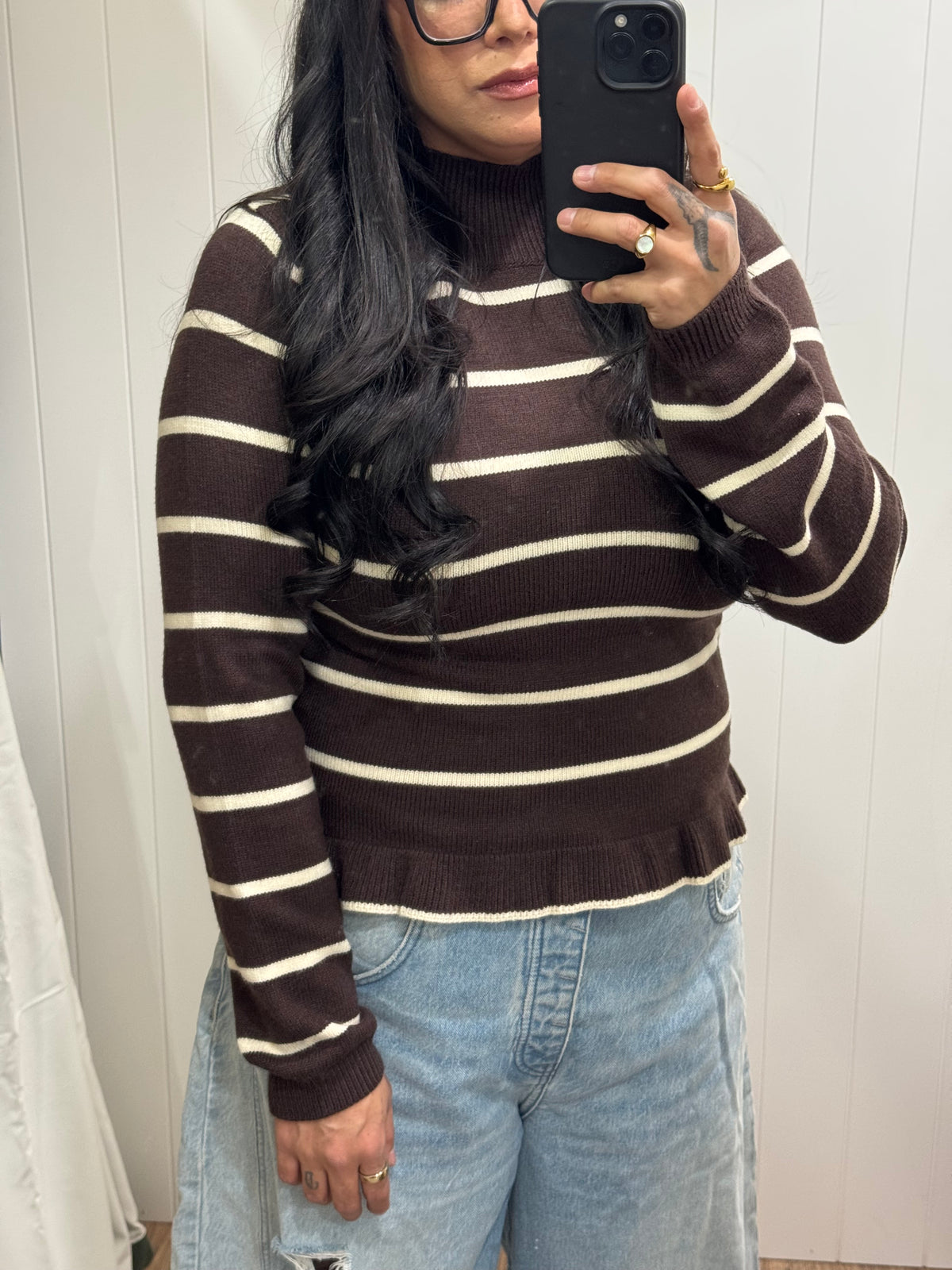 Saved You A Seat stripe long sleeve sweater