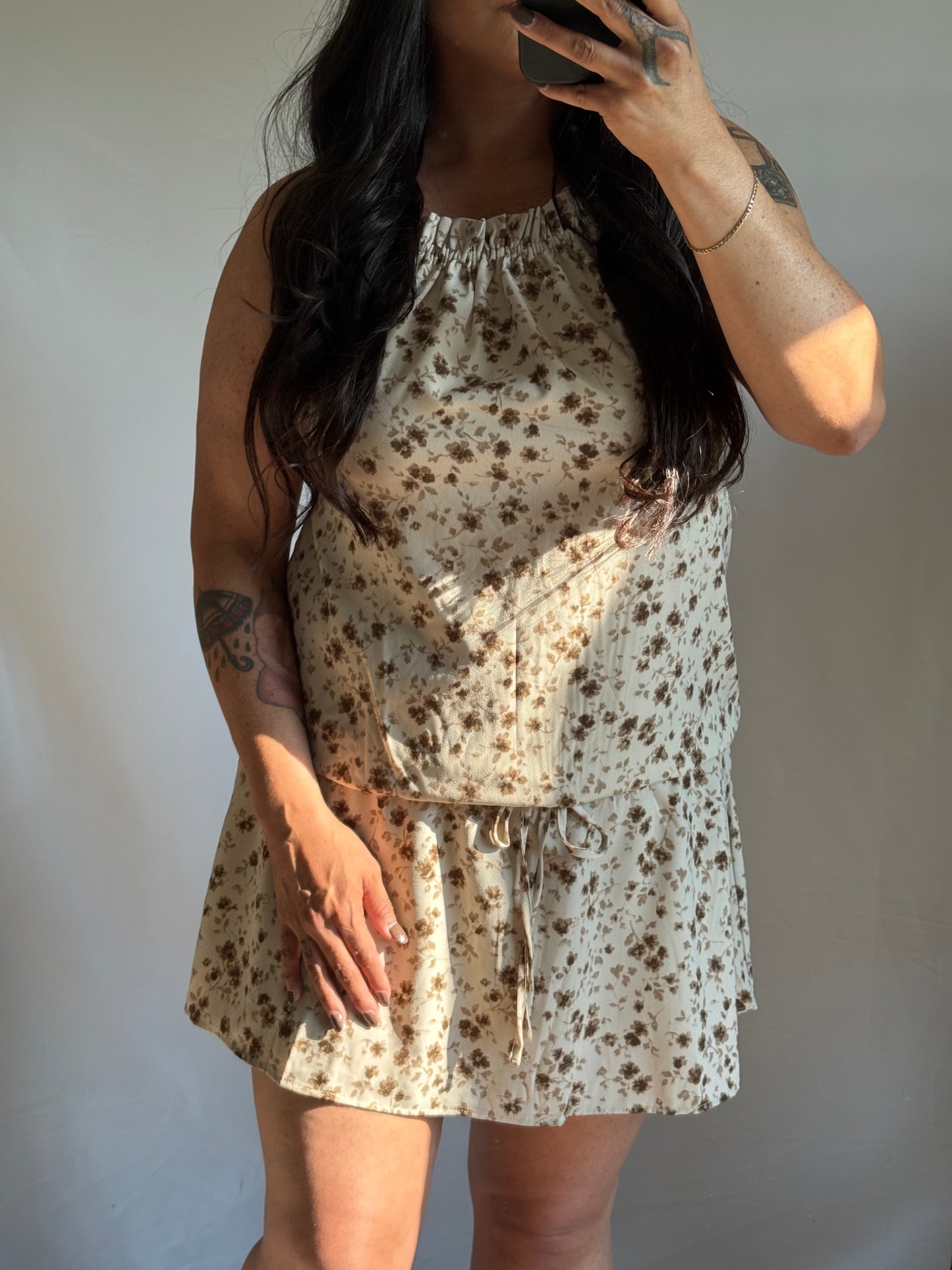 Brunch Anyone Halter neck drop waist mini dress