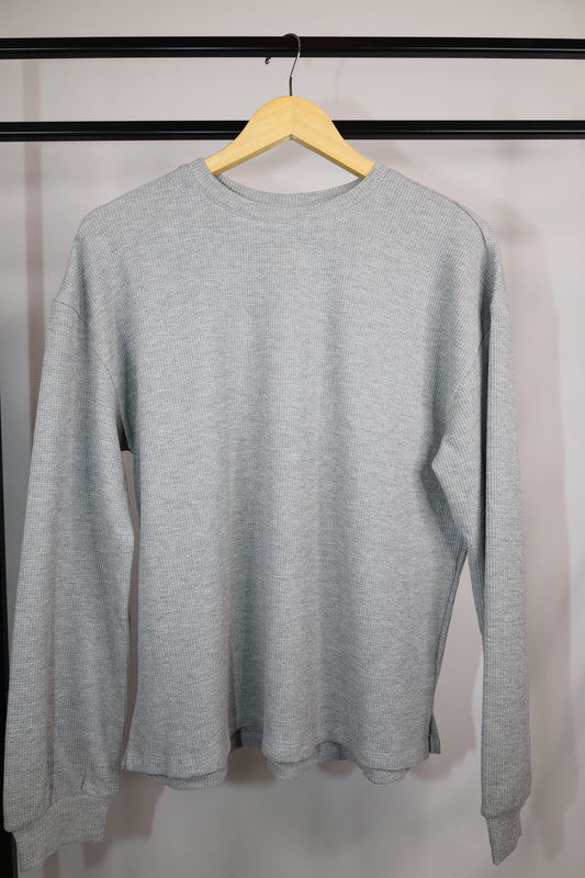 Wishlist - Heather Grey Heavy Waffle Knit Crewneck