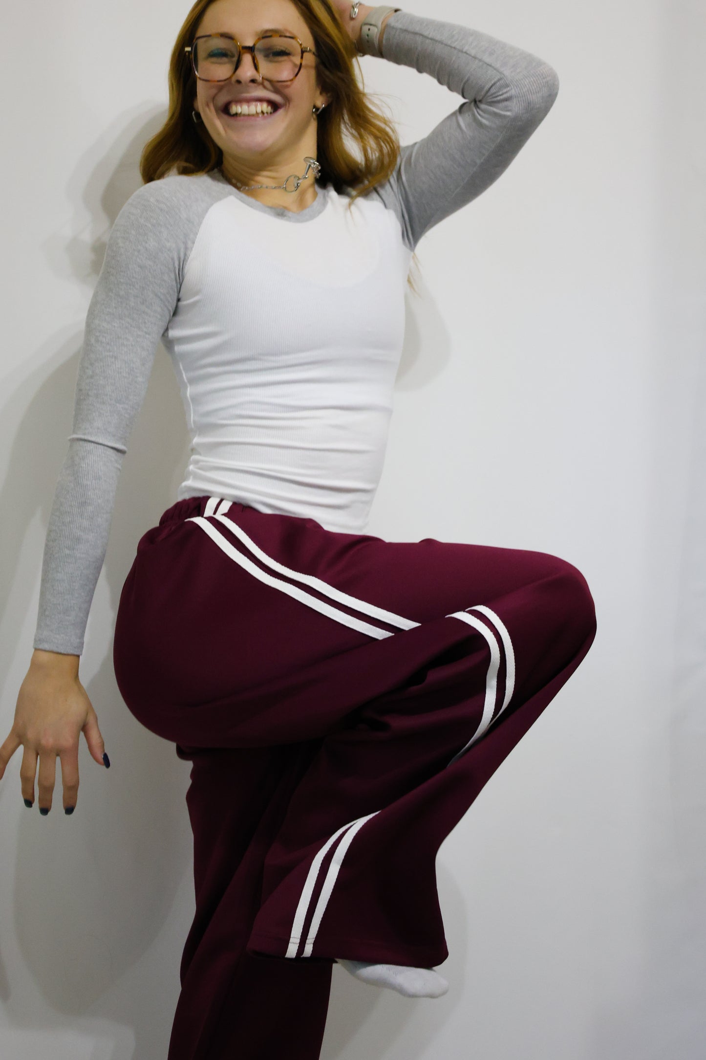 Mimosa - Wide Leg Track Pants with Side Stripes