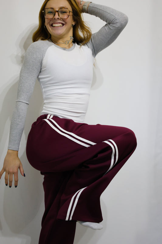 Mimosa - Wide Leg Track Pants with Side Stripes