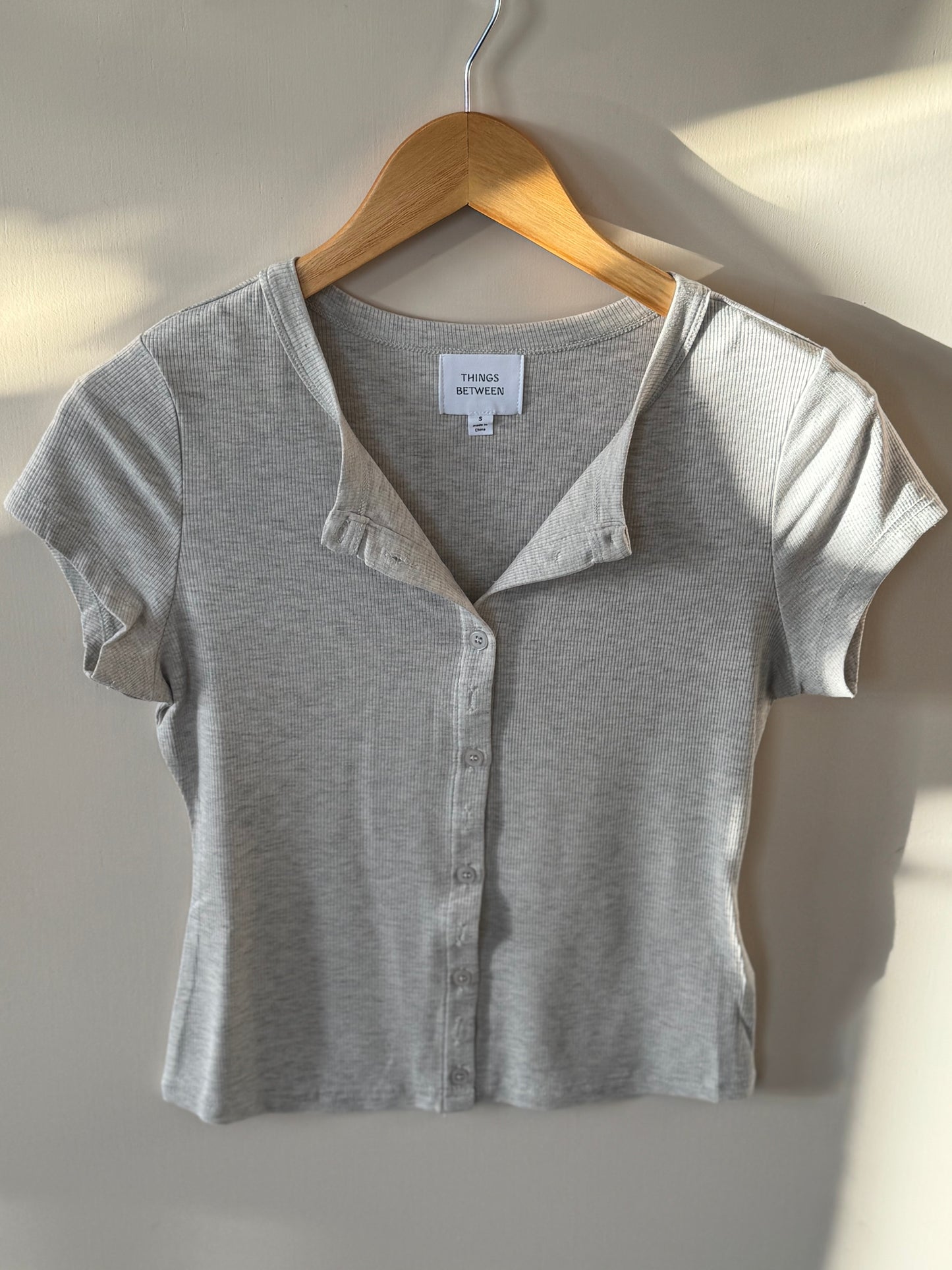 Things Between - Soft Heather Grey Button-front Tee