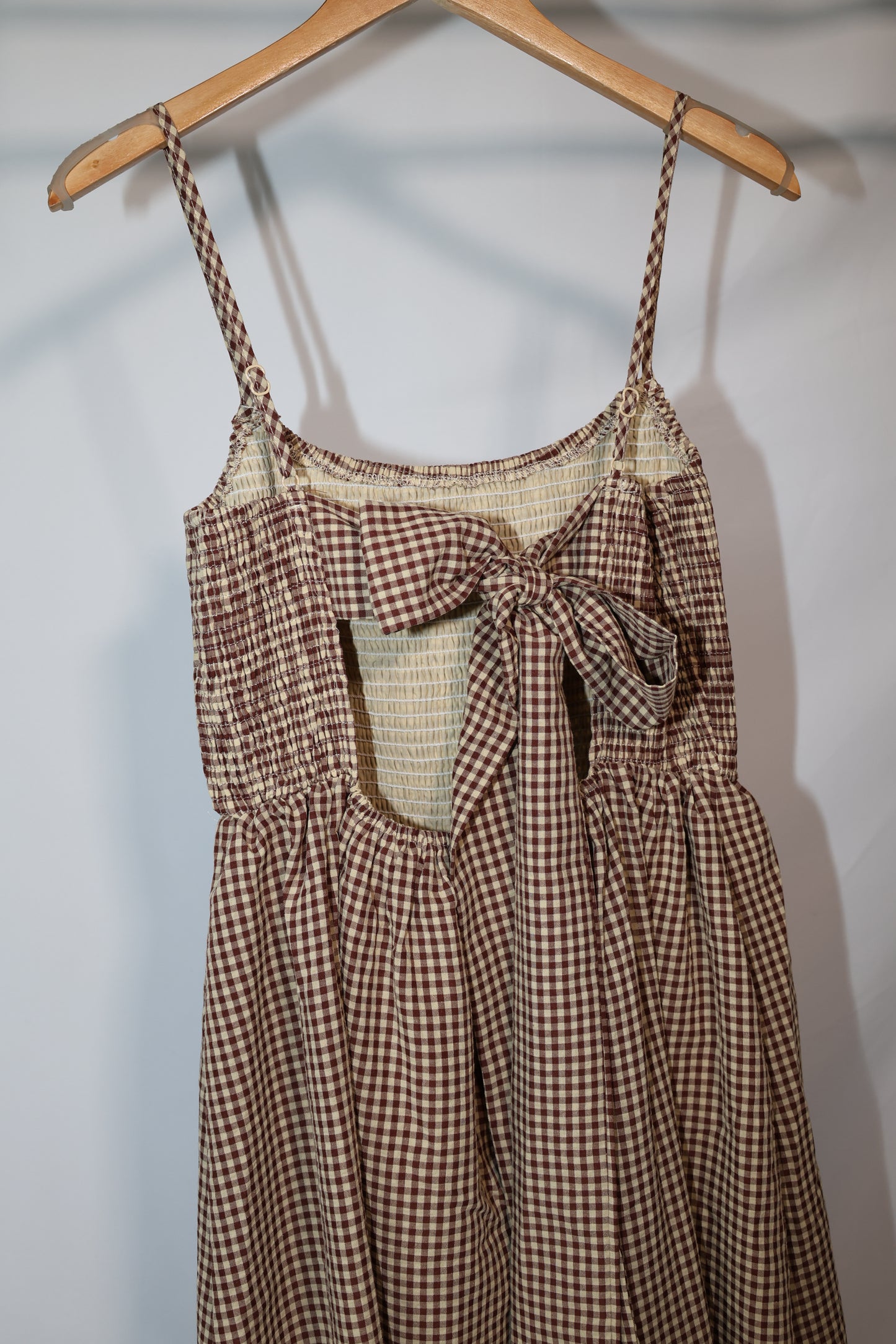 TicToc - Mayren Brown Gingham Open-back Dress
