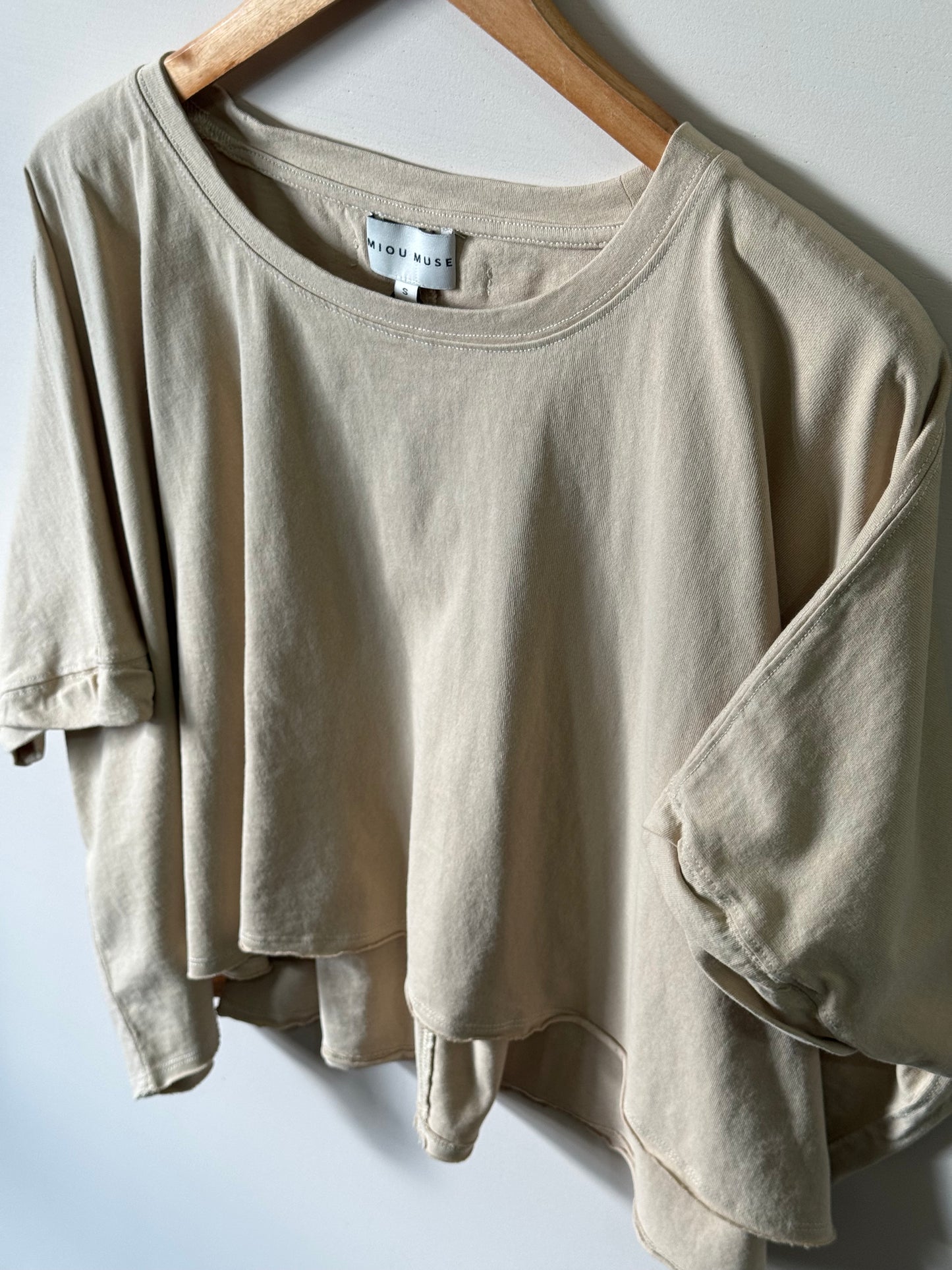 Miou Muse - Tan Oversized Boxy Tee