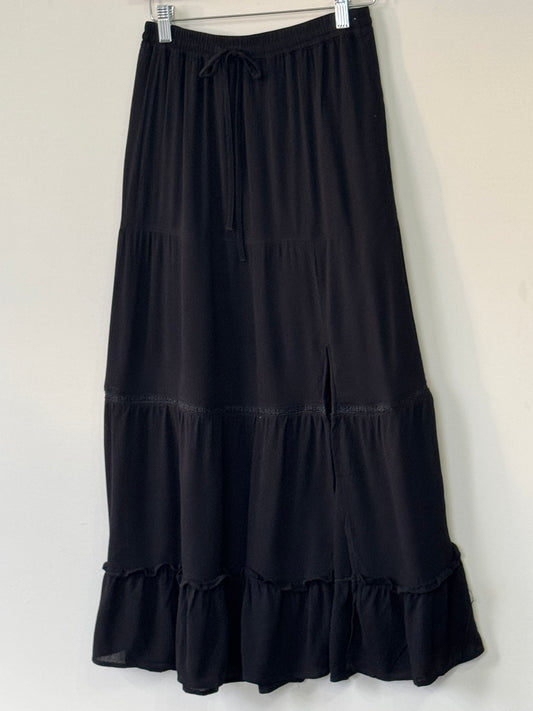 Love Tree - Black Tiered Maxi Skit w/ Drawstring & Slit