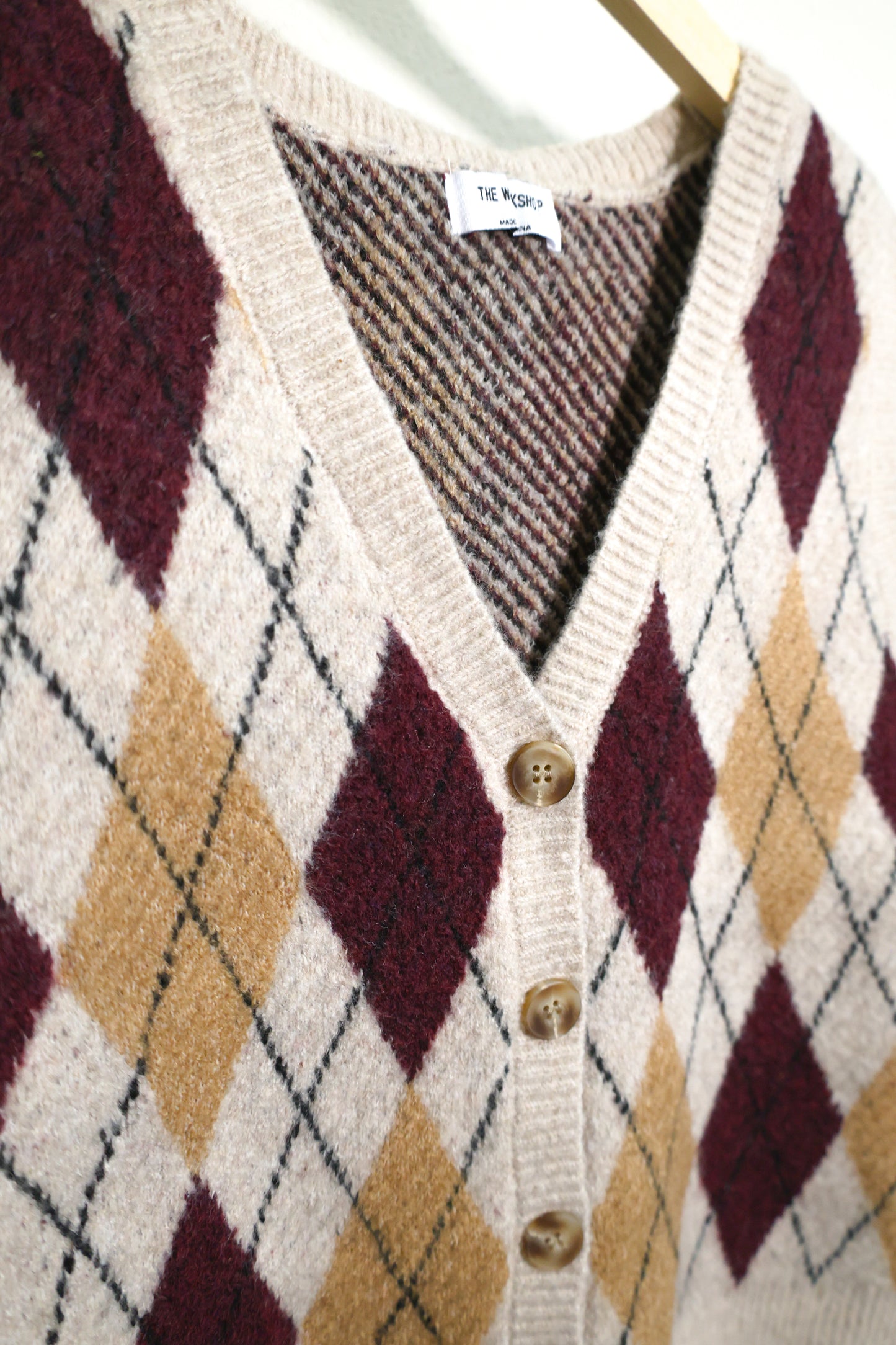 The Workshop Studio - ARGYLE PATTERN BUTTON DOWN KNIT CARDIGAN VEST