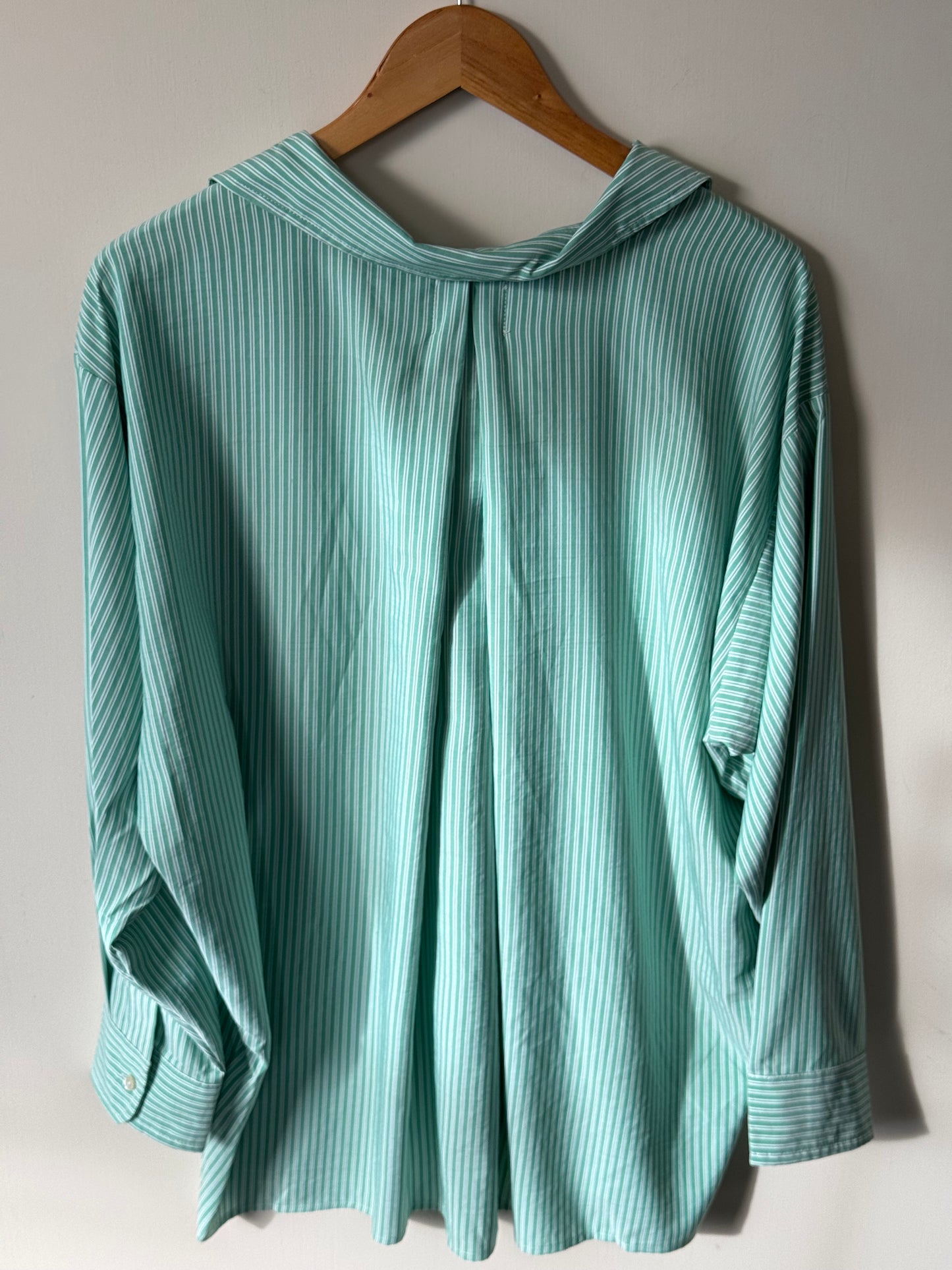 Things Between - Green/White Stripe Oversized Button-Up Shirt