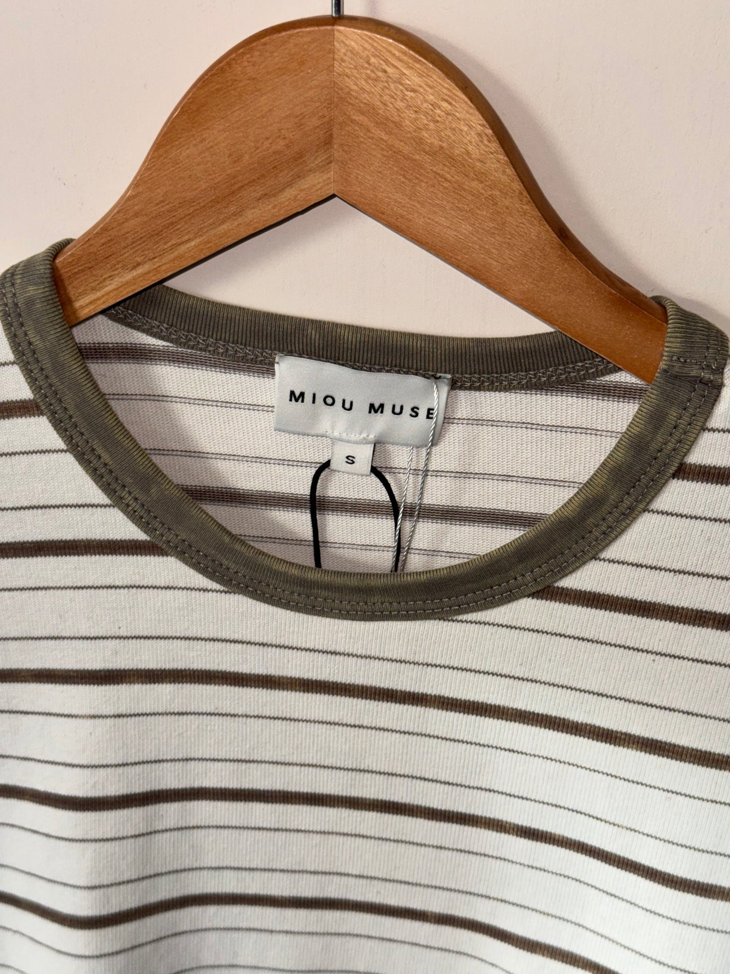 Miou Muse - Multi-brown Striped Round-neck Long Sleeve Shirt