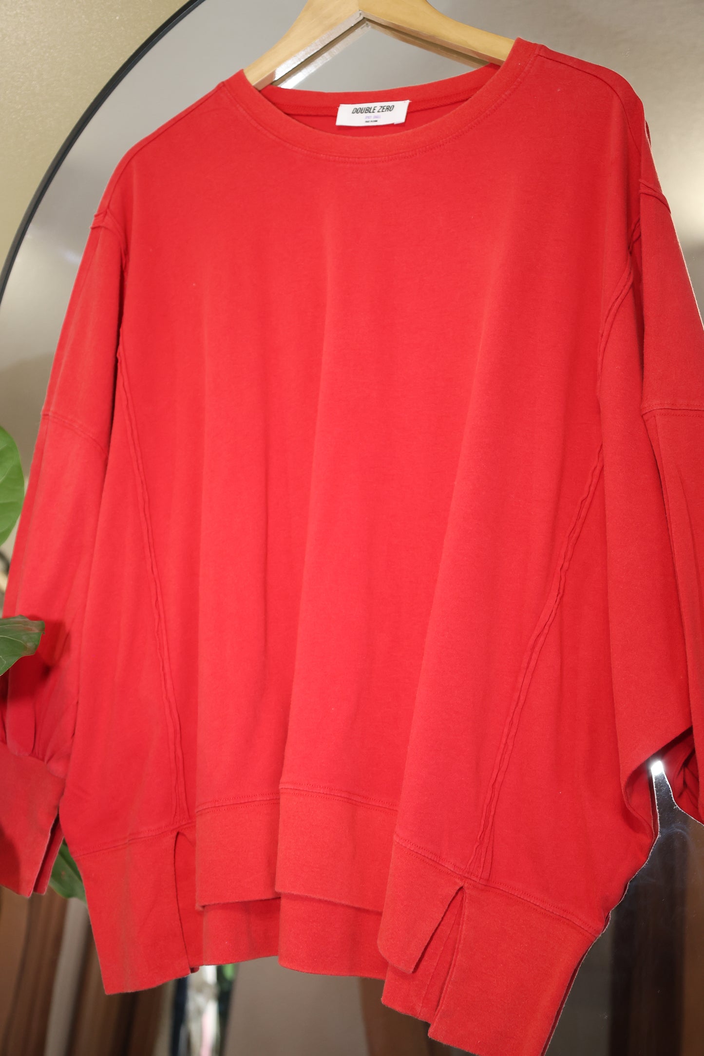 Double Zero 100% Cotton Oversized Seam Detail Long Sleeve Top