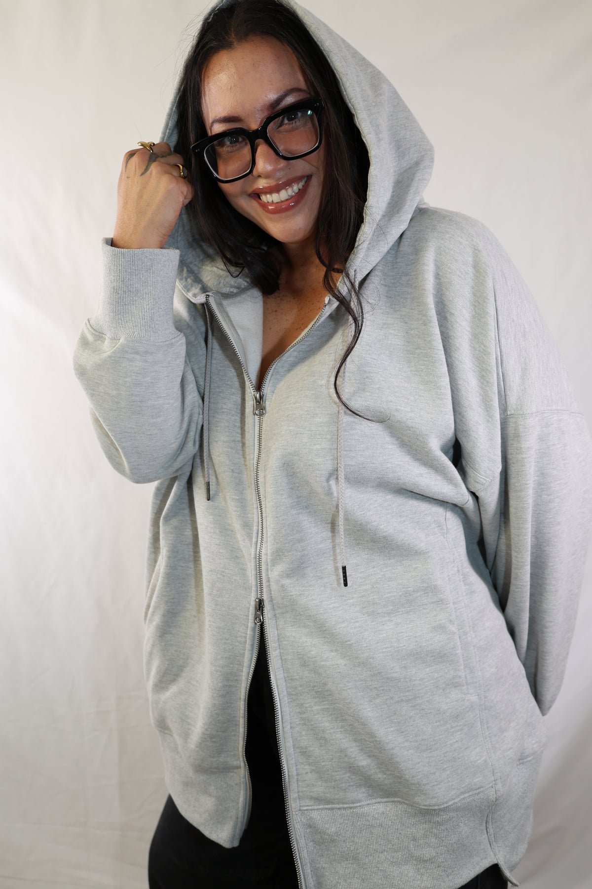 Let's Wander oversized zip up hoodie