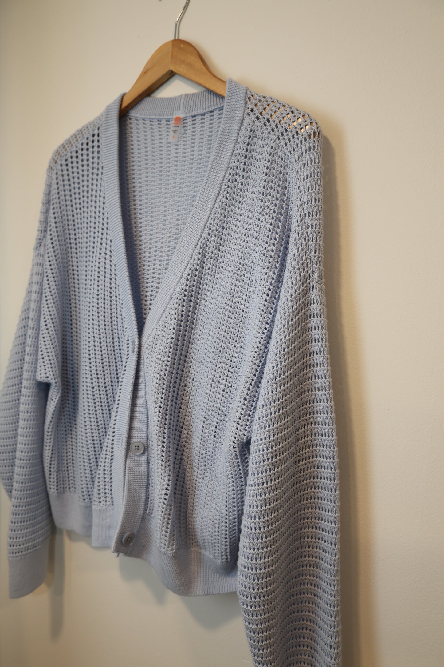 Mono B - Coastal Crochet Open Knit Button-front Cardigan
