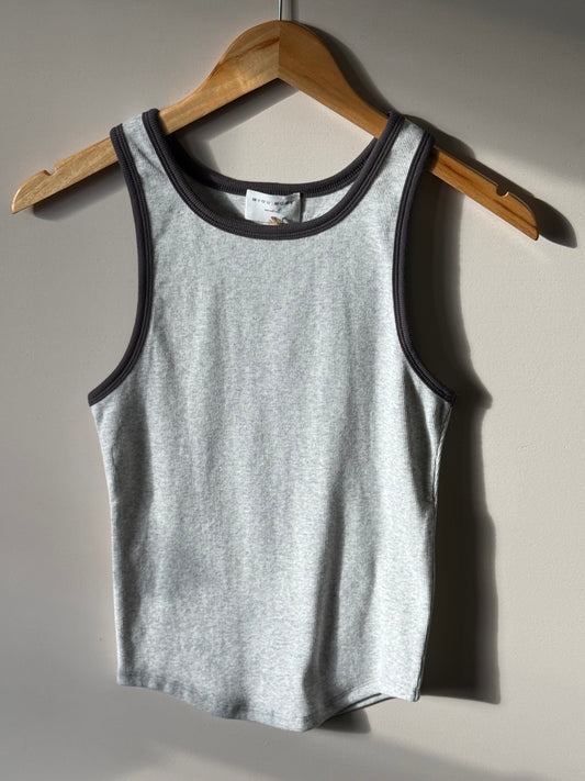 Miou Muse - Heather Grey High-neck Contrast Tank