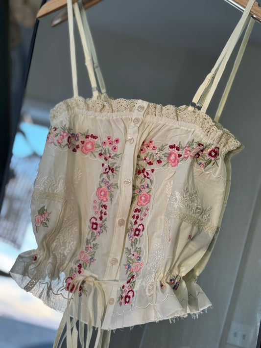 POL - Embroidered Floral Tank