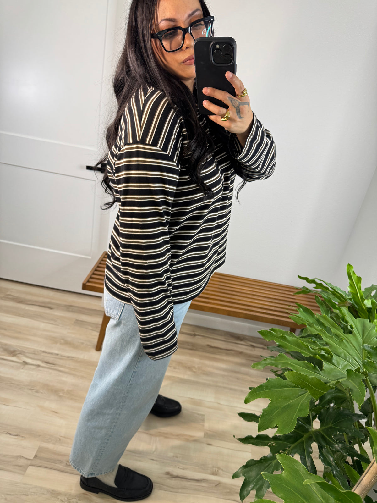 Let Things Be polo stripe long sleeve shirt