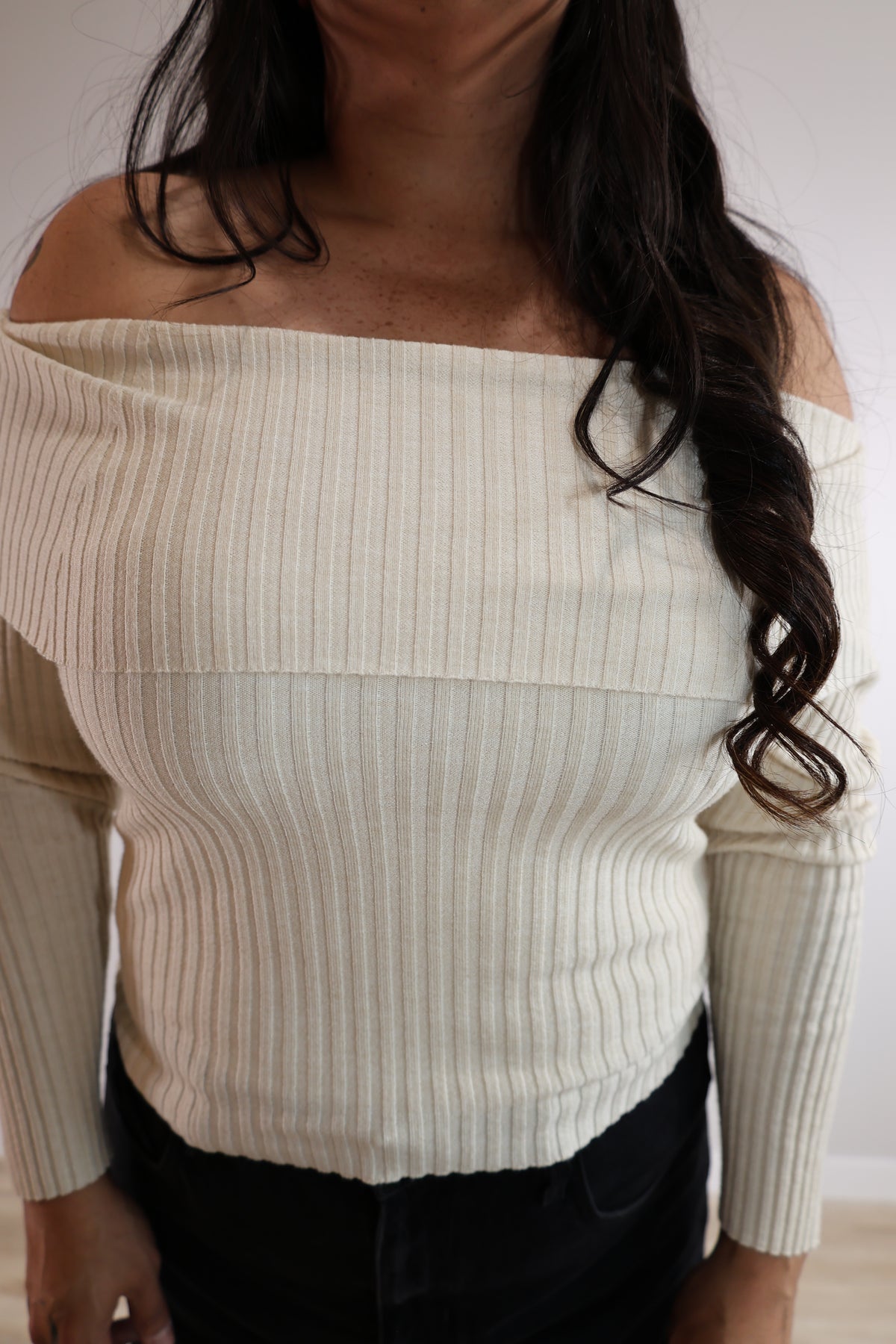 When We're Together off the shoulder long sleeve top