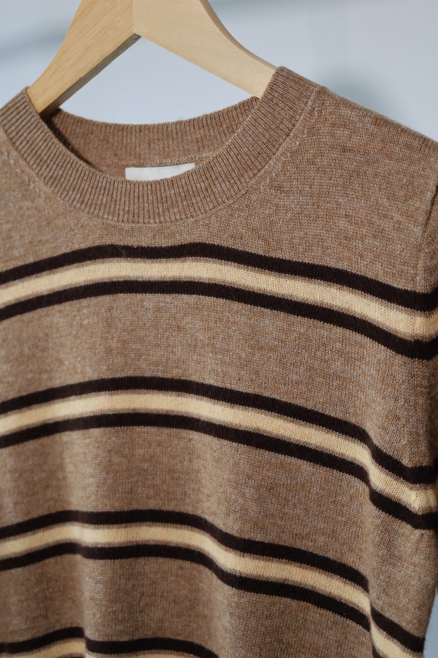 Miou Muse - Striped Soft Knit Short Sleeve Sweater