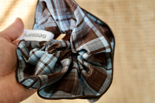 Sessori - Mocha Plaid Ruffle Scrunchie