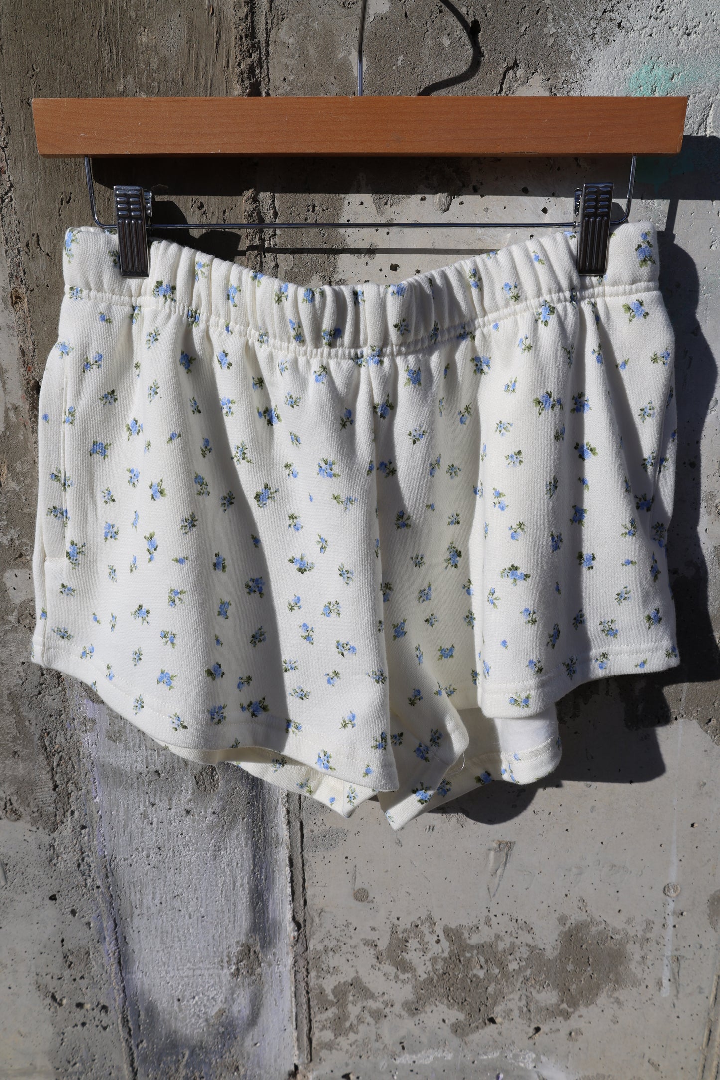 Hyfve - White/Blue Floral Sweat Shorts