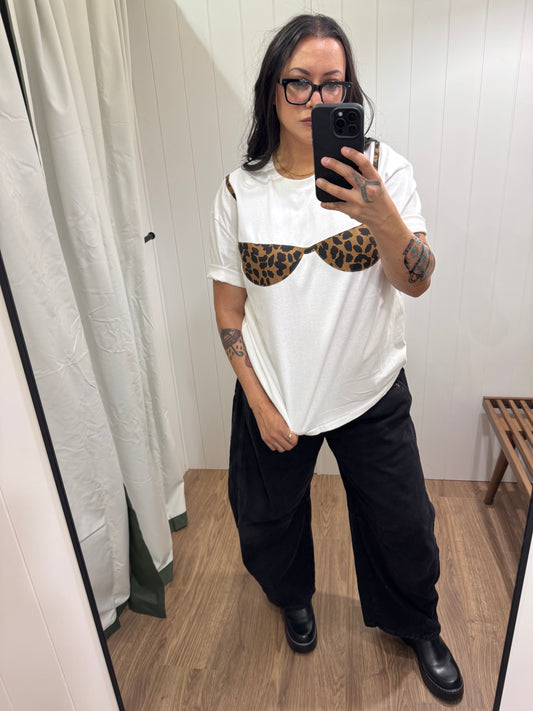 Super Chill Tee leopard bikini patchwork