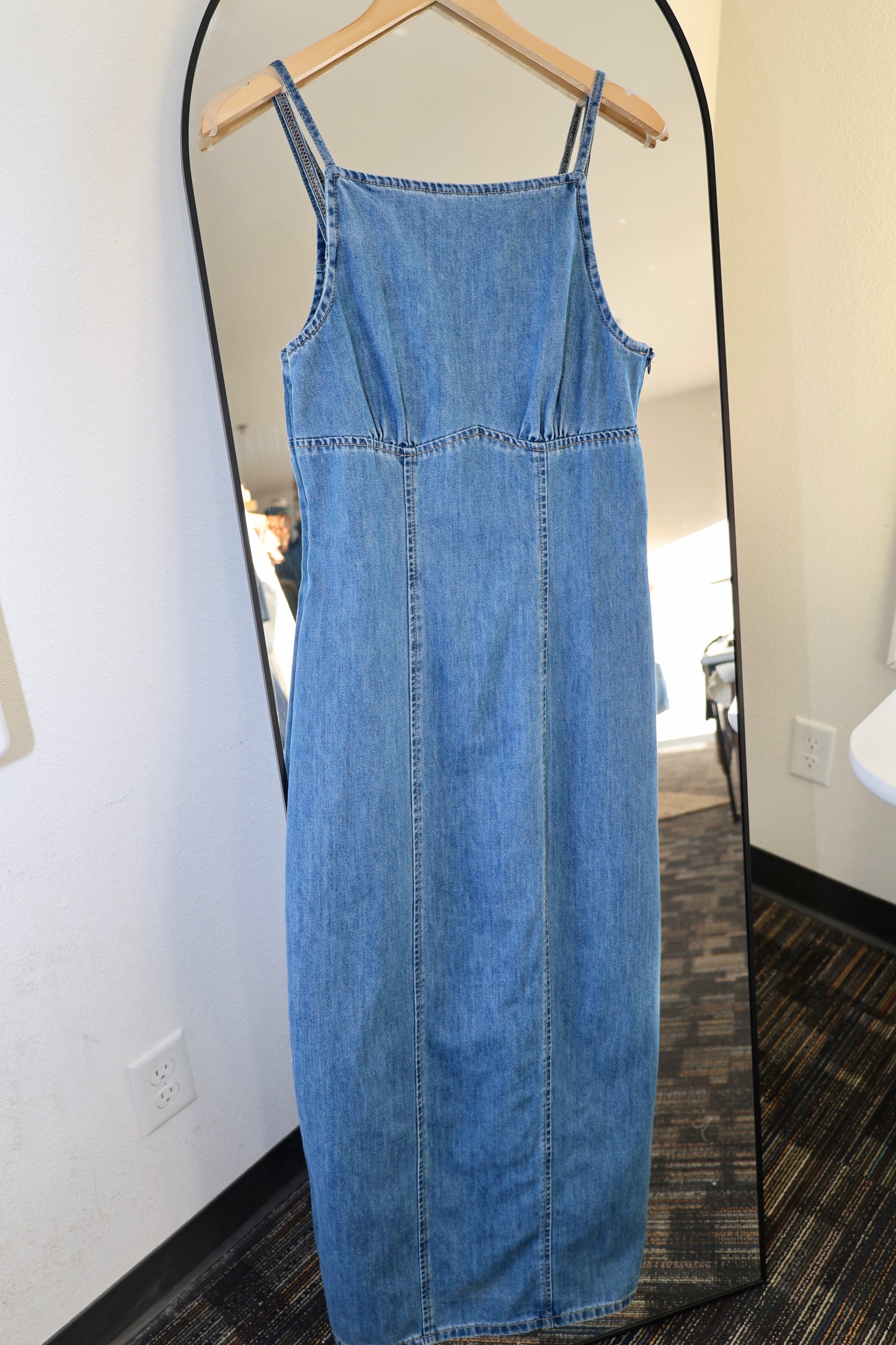 MIOU MUSE - Lightweight Denim Long Dress w/ Slit