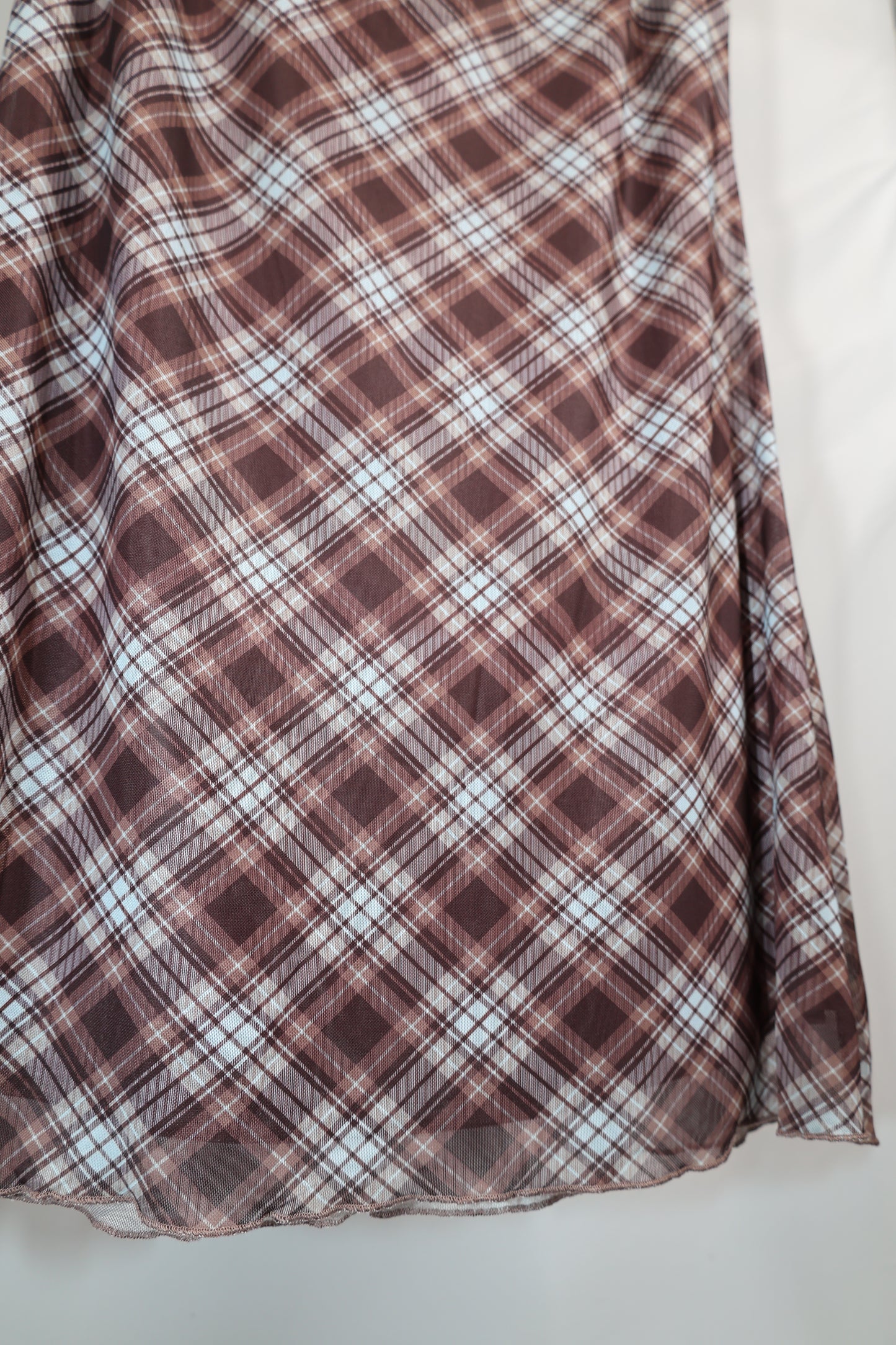 Hyfve - Brown/Blue Plaid Midi Skirt