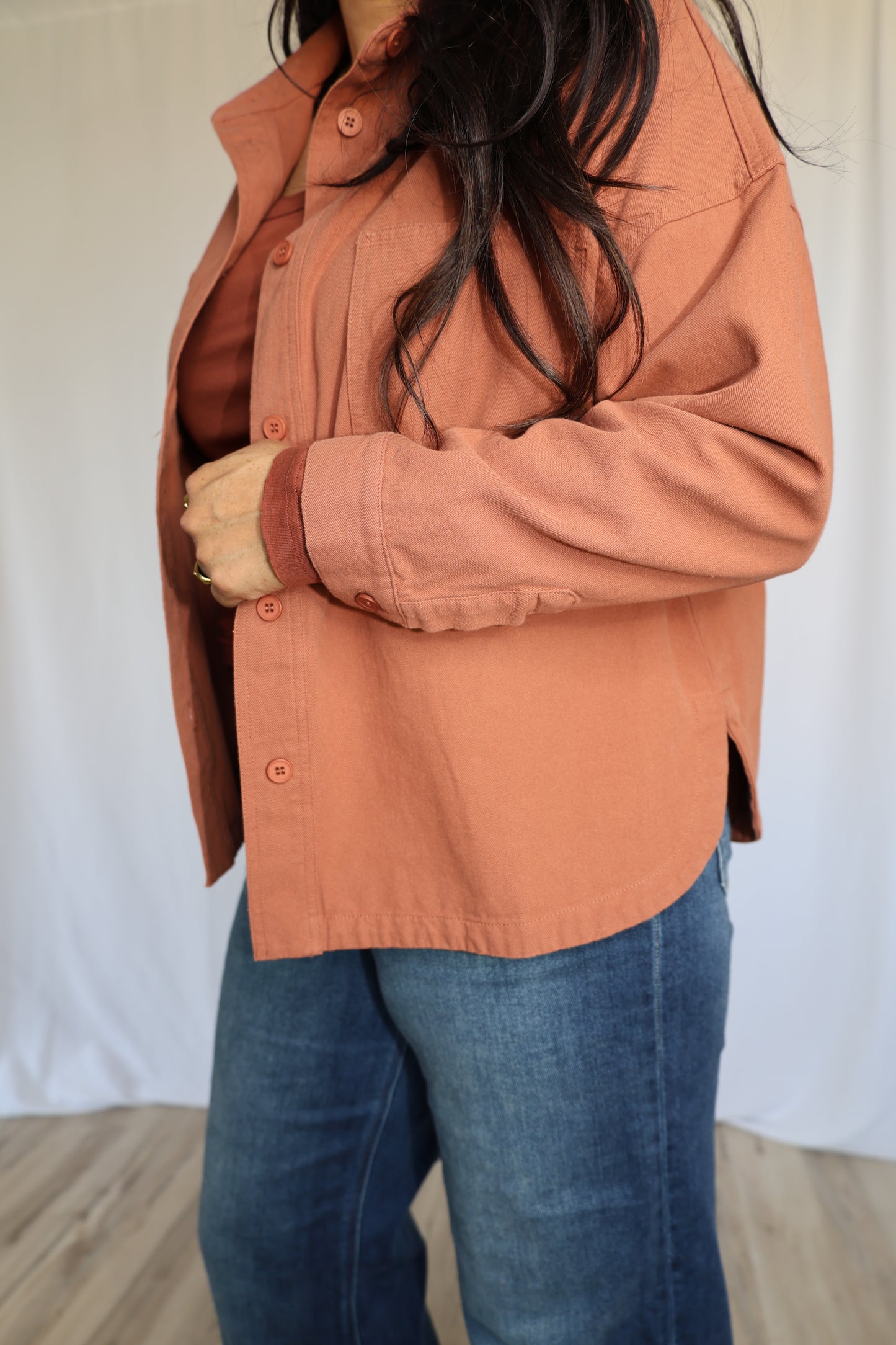 Here For You button front shirt