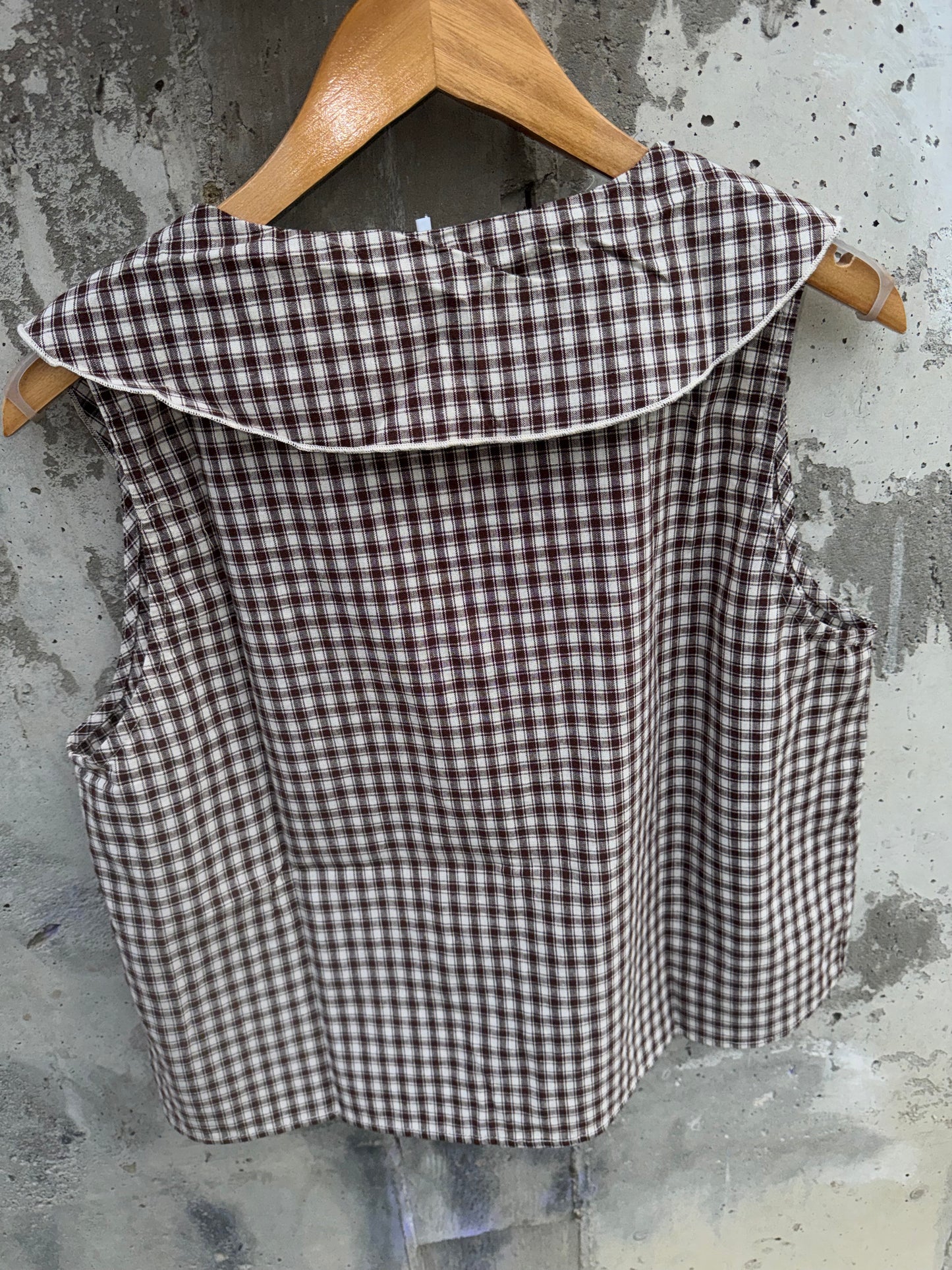 Wishlist - Brown Gingham Collared Tank