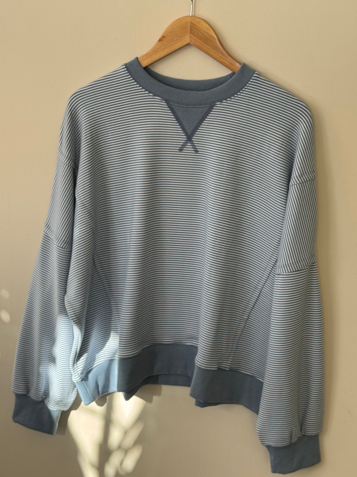 Wishlist - Dark Blue/Ivory Striped Drop-shoulder Sweatshirt