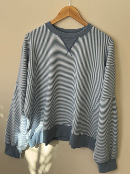 Wishlist - Dark Blue/Ivory Striped Drop-shoulder Sweatshirt