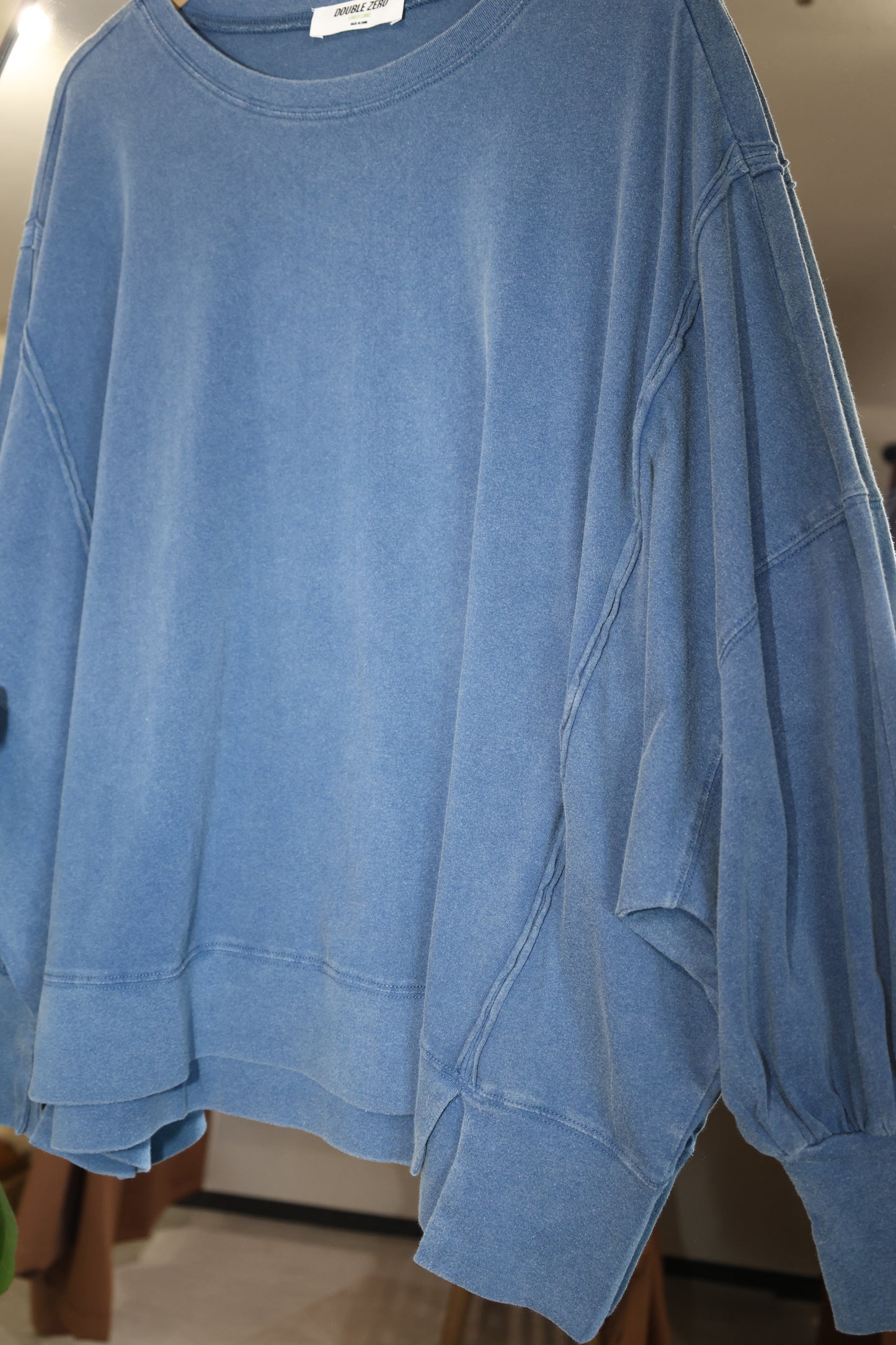 Double Zero 100% Cotton Oversized Seam Detail Long Sleeve Top