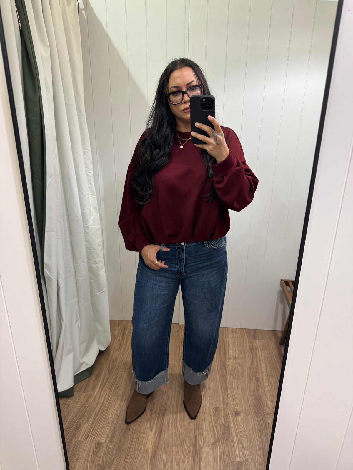 Wolves For The Win gathered hem sweatshirt
