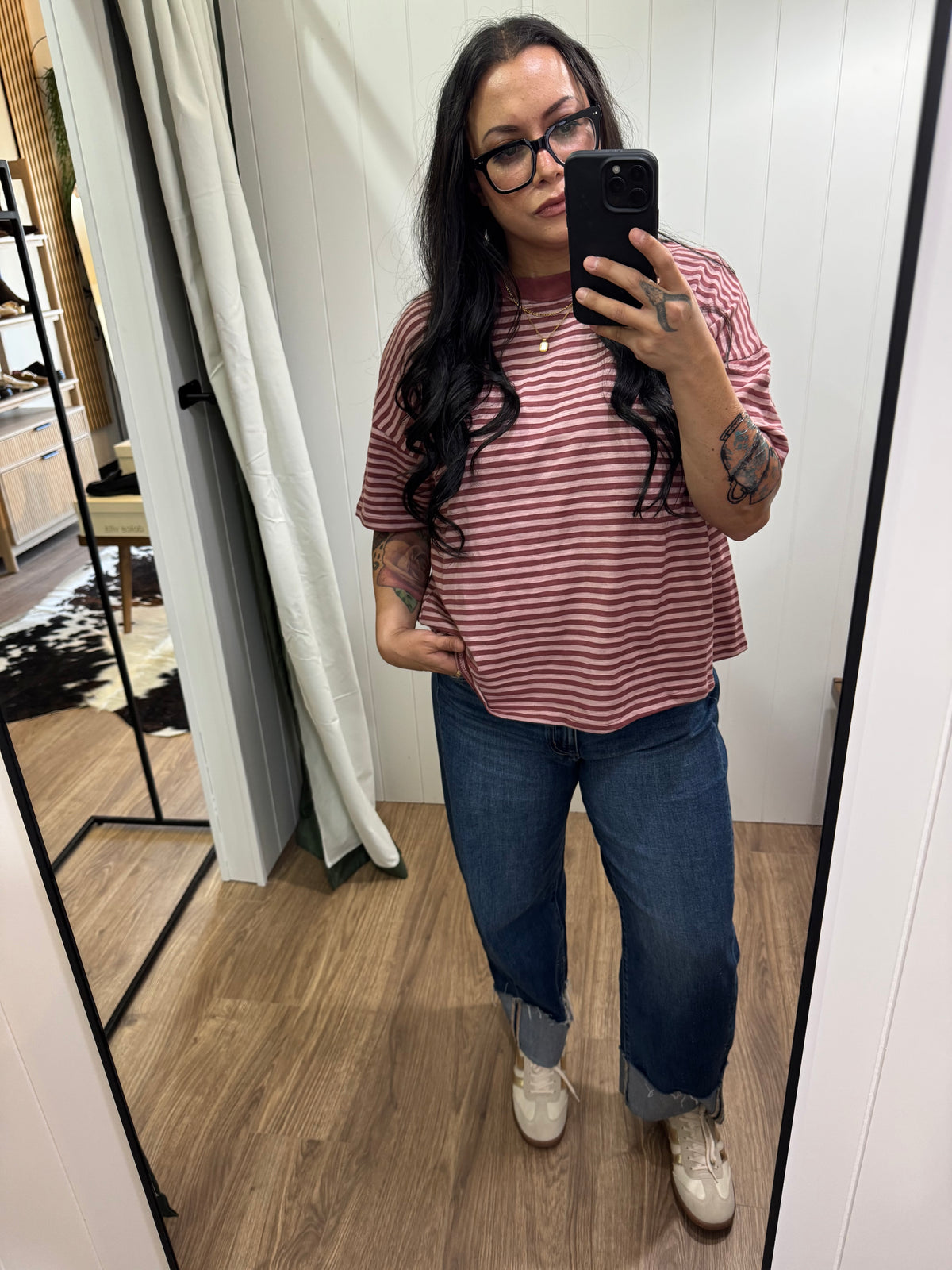 Chillaxin For Sure stripe slub oversize tee