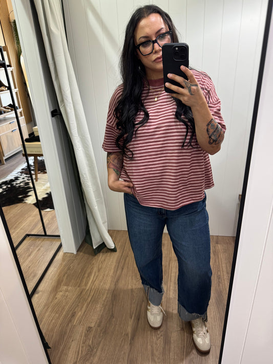 Chillaxin For Sure stripe slub oversize tee