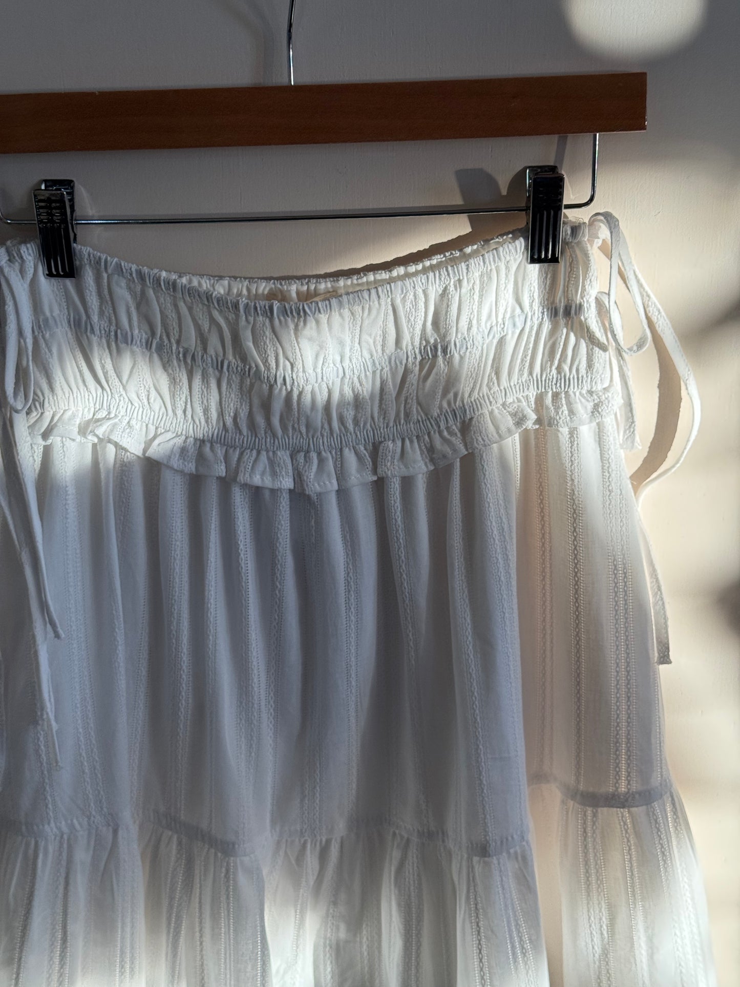Listicle - White Side-tie Smocked Maxi Skirt